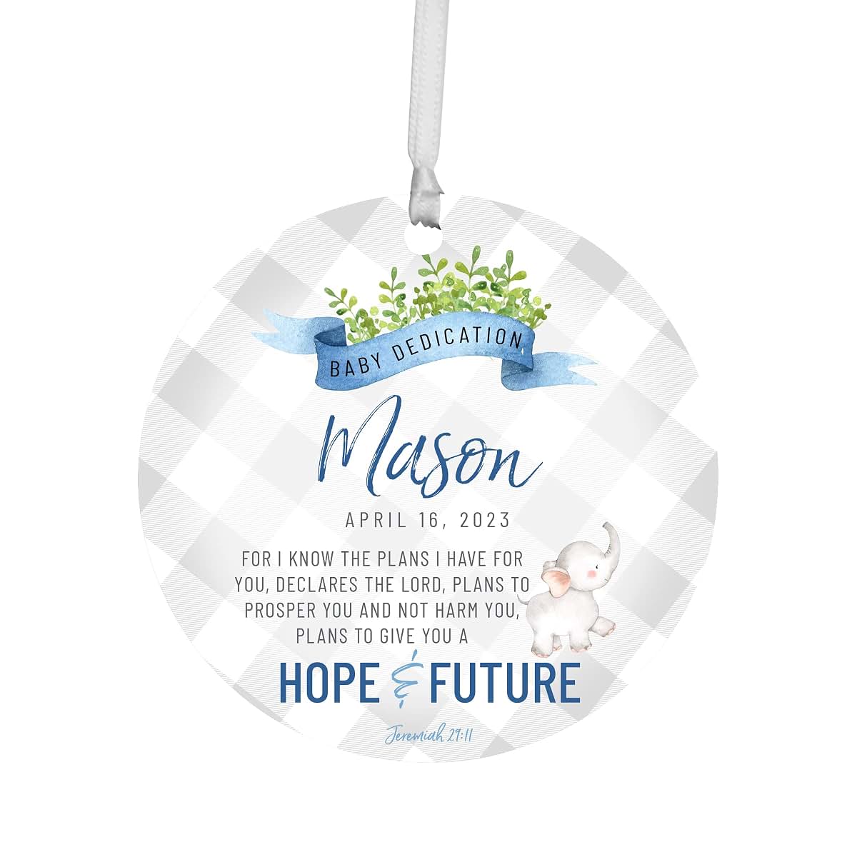LifeSong Milestones Personalized Baby Dedication Round Hanging Ornament Ideas to Celebrate Life's Precious Moments for