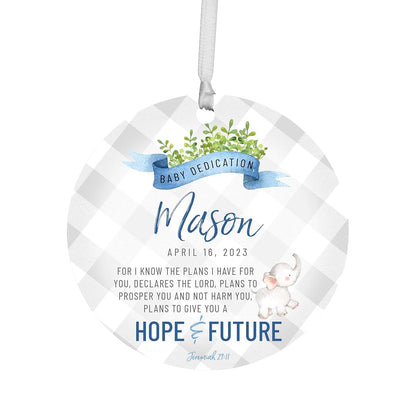 LifeSong Milestones Personalized Baby Dedication Round Hanging Ornament Ideas to Celebrate Life's Precious Moments for