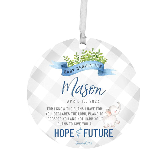 LifeSong Milestones Personalized Baby Dedication Round Hanging Ornament Ideas to Celebrate Life's Precious Moments for