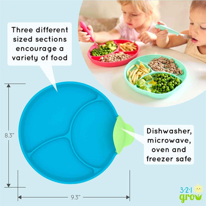 321 Grow Silicone Easy Scoop & Hold Plate Set for Self-Feeding