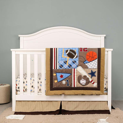 CribMATE 3 Pieces Sports Themed Nursery Crib Bedding Set Brown Basketball Ruby Baby Boy