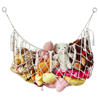Hapforever Stuffed Animal Hammock Net, Extra Large 60'' Long Wall Hanging Stuffed Animal Storage Handmade Macrame Toy