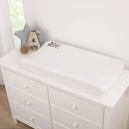 NoJo Disney Mickey Mouse Love Mickey Changing Pad Cover, White Gray Tan