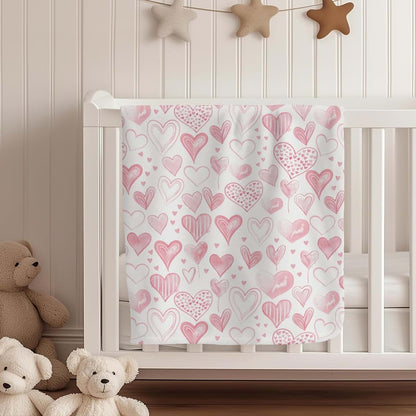 Cstdyfrv Pink Heart Print Baby Blanket, 50x60 Inch Soft Flannel Swaddle (photo 4)