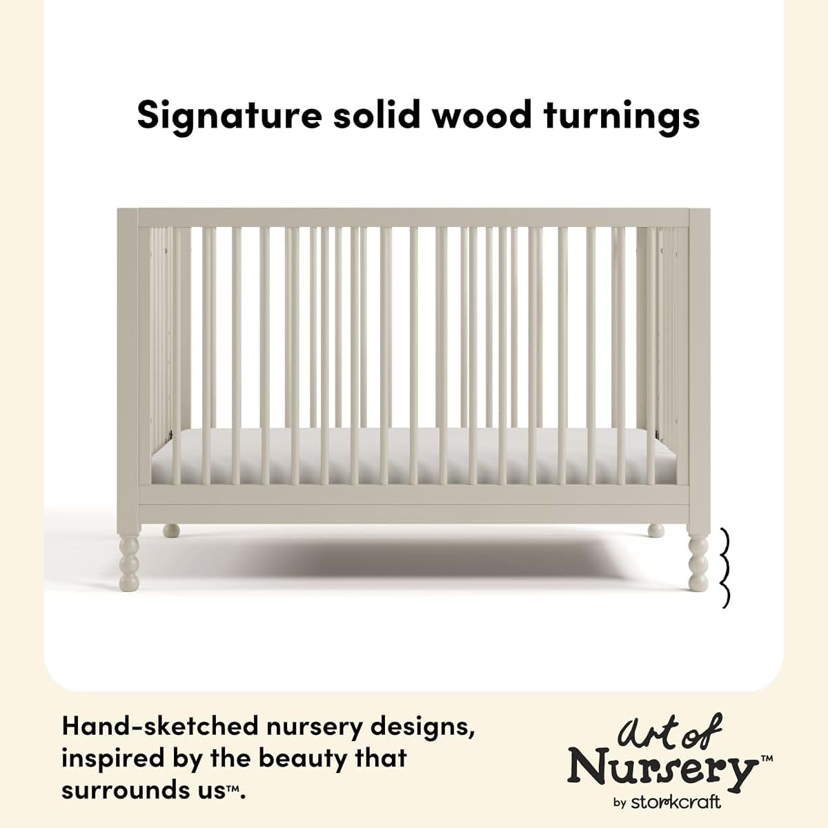 Storkcraft Rio 5-in-1 Convertible Crib with Toddler Guardrail, Frosted Oat