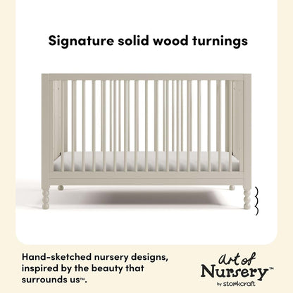 Storkcraft Rio 5-in-1 Convertible Crib with Toddler Guardrail, Frosted Oat