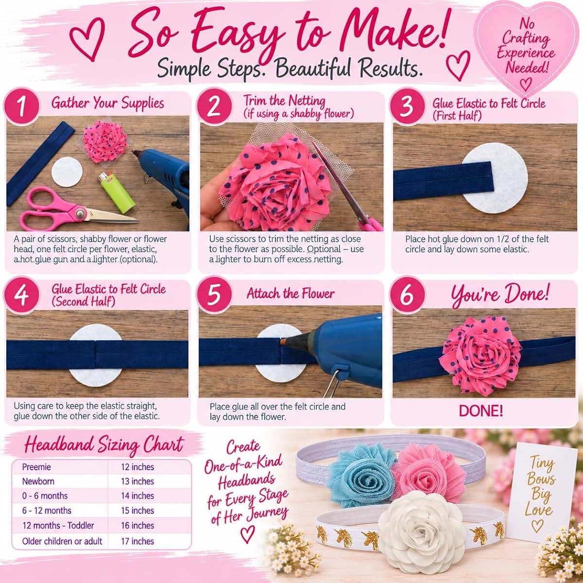 Bowtique Emilee Unicorn Mini Headband DIY Kit (photo 3)