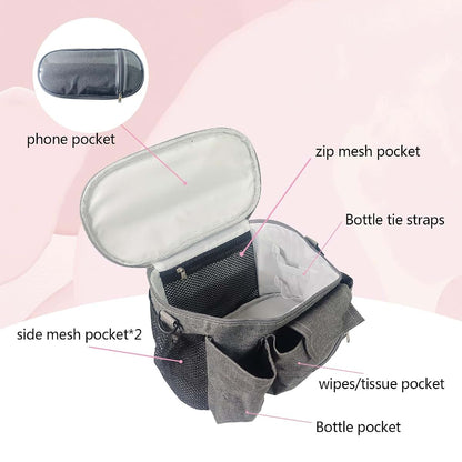 Berhapy Small Diaper Bag, Travel Tote Bags for Moms - Multiple Pockets, Stroller Hook, Adjustable Strap - Portable (photo 3)