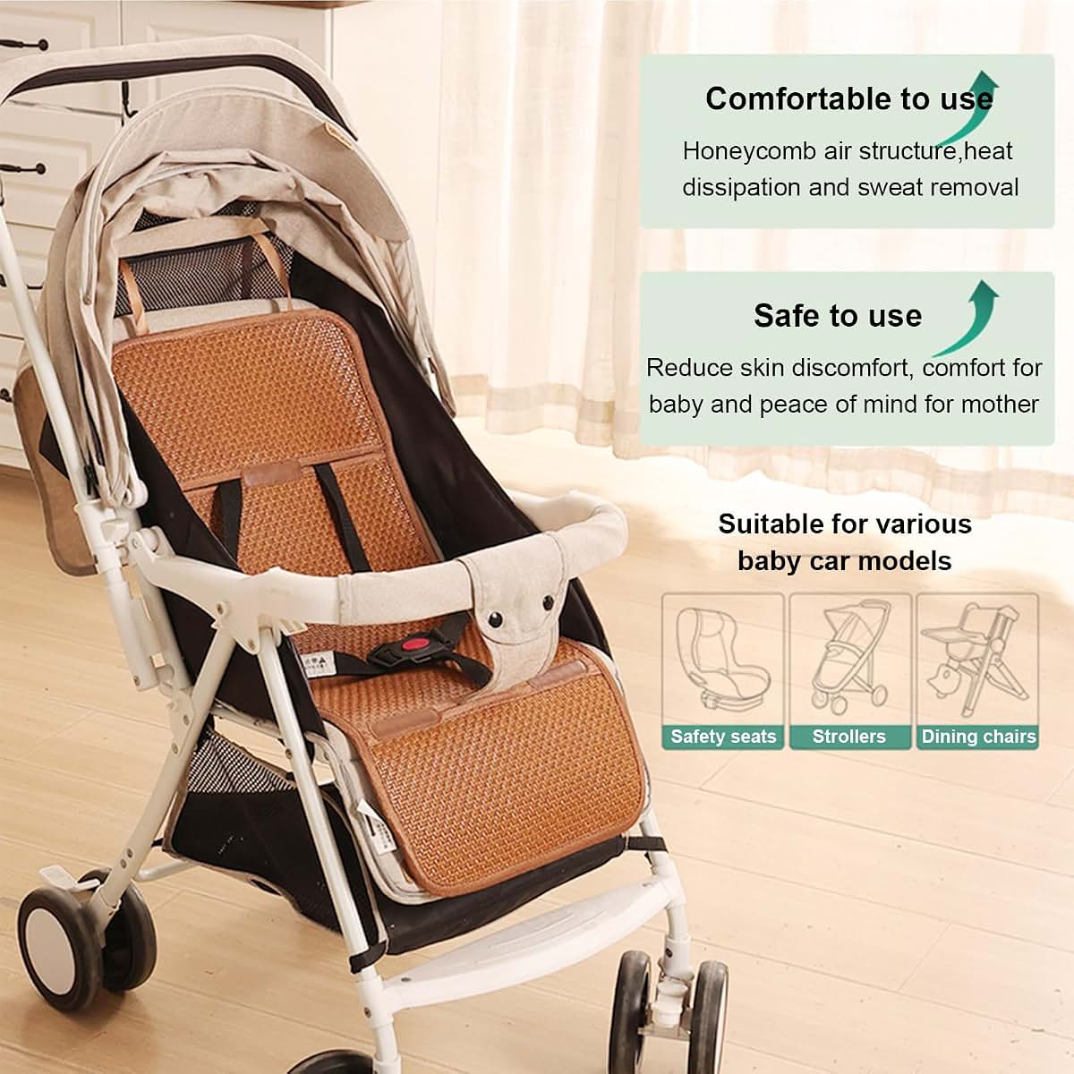 Enchantia Breathable Stroller Cooling Pad, Segmented Design Cooling Pad for Stroller, Car Seat Cooler Pad for (photo 3)