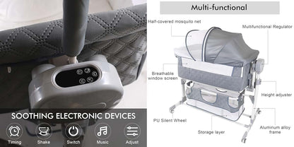 Reenborn Electric Bluetooth Smart Bassinet for Co-Sleeping, Foldable Baby Bedside Crib Sleeper, Convertible Bedside (photo 3)