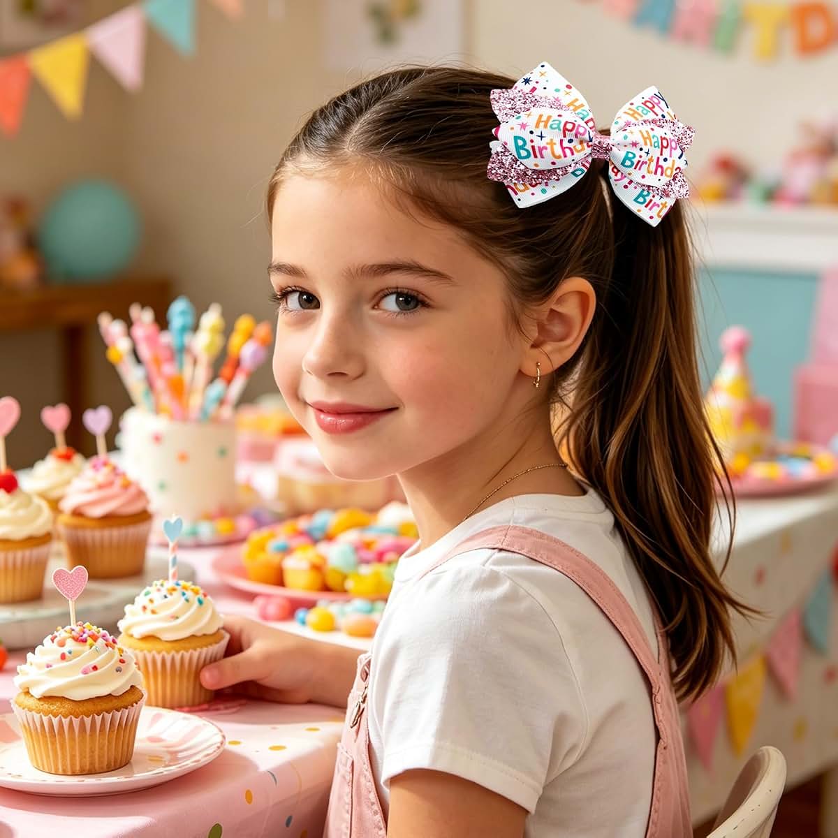 XIELIME Happy Birthday Hair Bow Clips