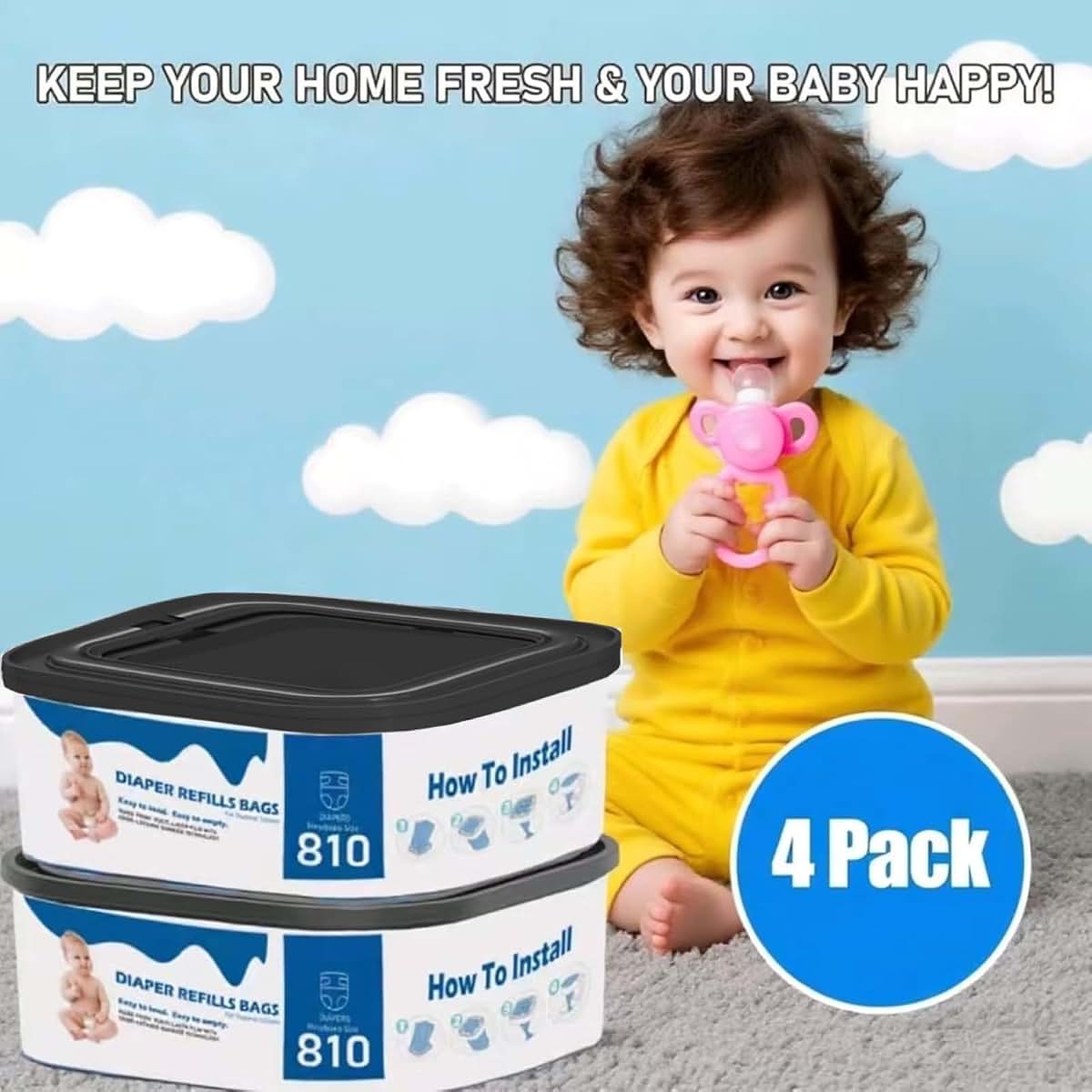 xenxeng 4 Pack Jumbo Square Bags Refill Compatible with Diaper Genie Compact (photo 4)