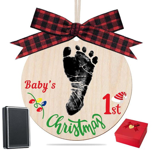 Liannan Baby's My First Christmas Handprint or Footprint Christmas Print Ornament,Christmas Tree Decoration Keepsake