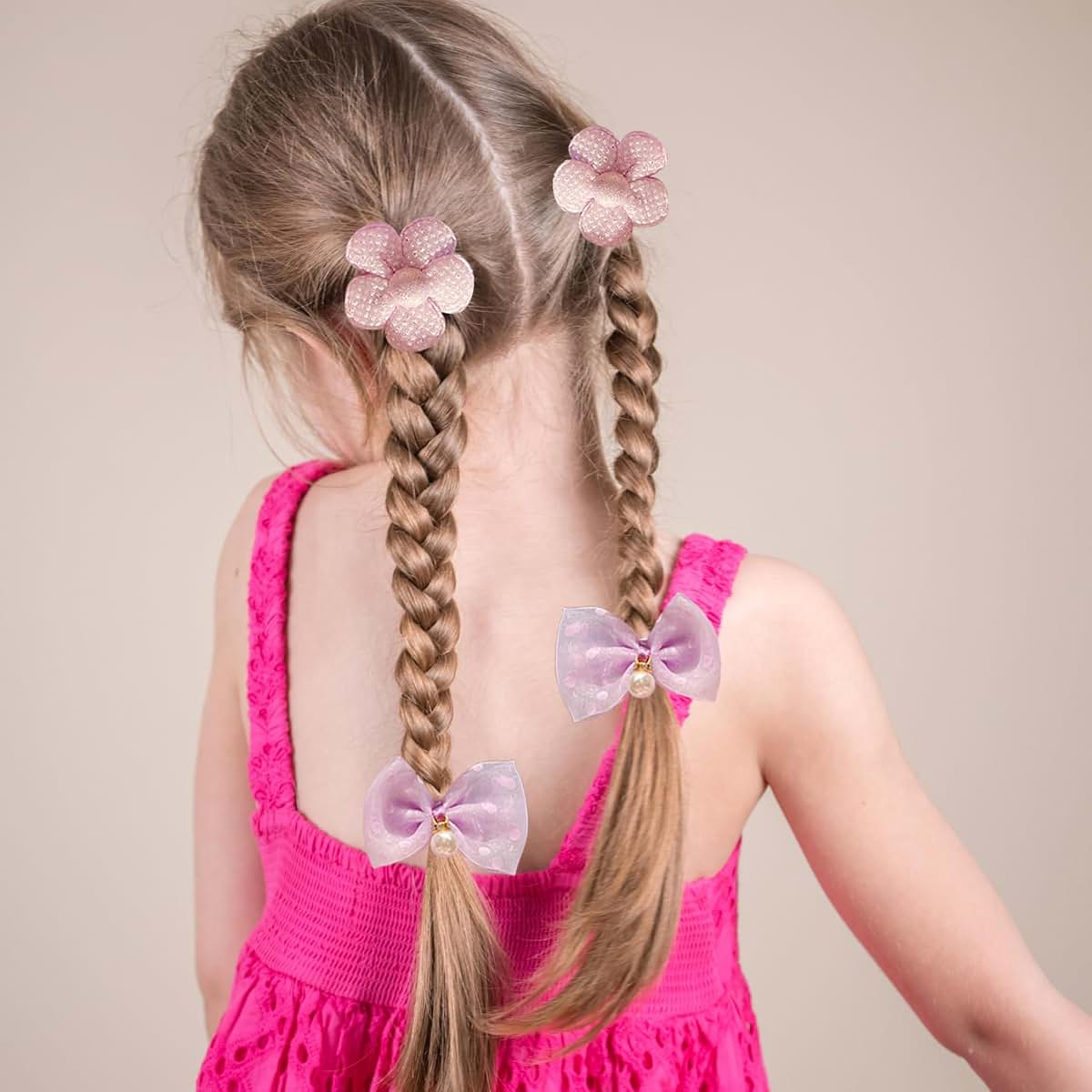 AZIDWERYQ Baby Girl Hair Clips - 40 Pcs Pearl Bead Flower Bows in 4 Colors (photo 3)
