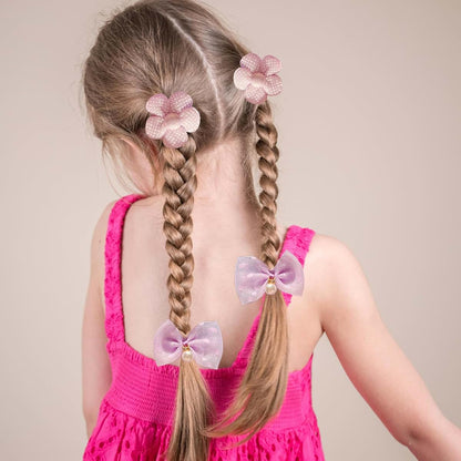 AZIDWERYQ Baby Girl Hair Clips - 40 Pcs Pearl Bead Flower Bows in 4 Colors (photo 3)
