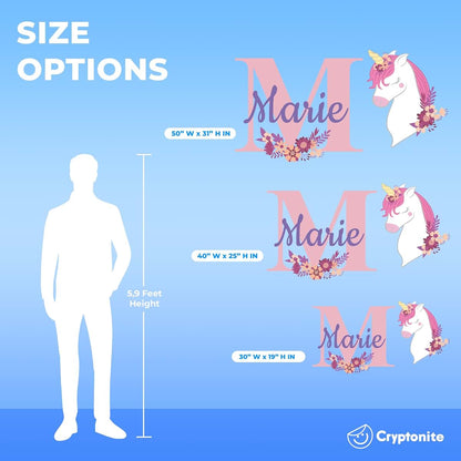 Cryptonite Personalized Name & Initial Unicorn Wall Decals For Bedroom Decor