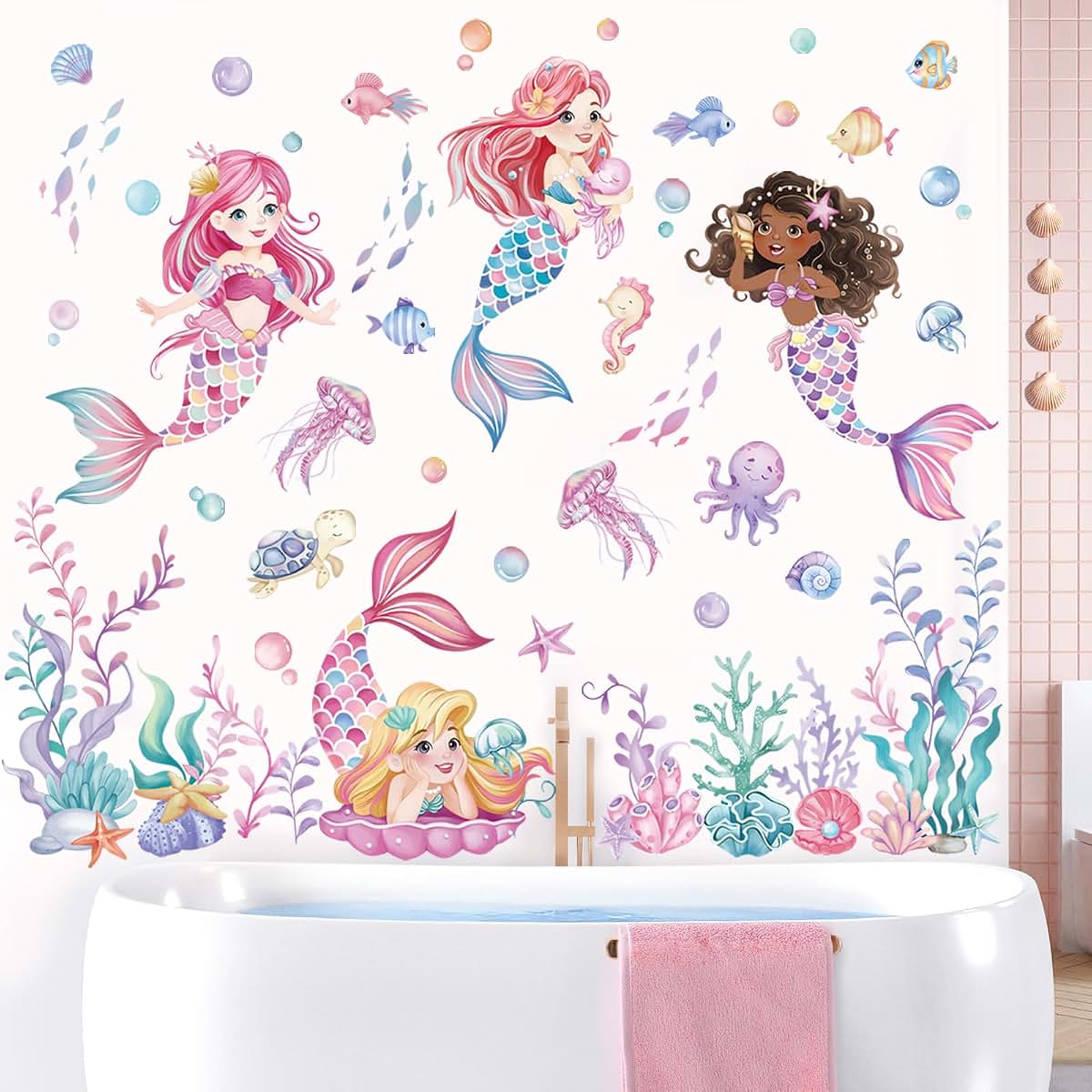 wondever Under The Sea Mermaid Wall Decals Peel and Stick (photo 2)