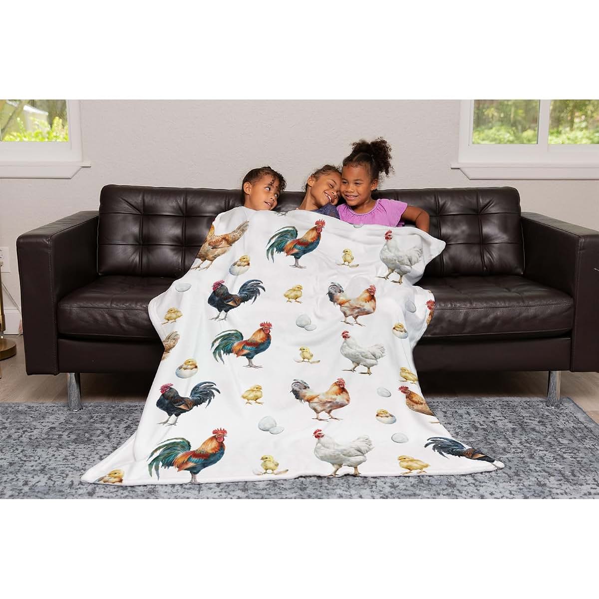 SqtmuHLuo Farm Rooster and Chicken Baby Blanket, Soft Flannel 30x40 Inch (photo 2)