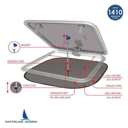 Waterline Design WaterlineDesign Boat Hatch Bug Screen, Magnetic Mosquito Net for Boat Hatches, Regular (photo 3)