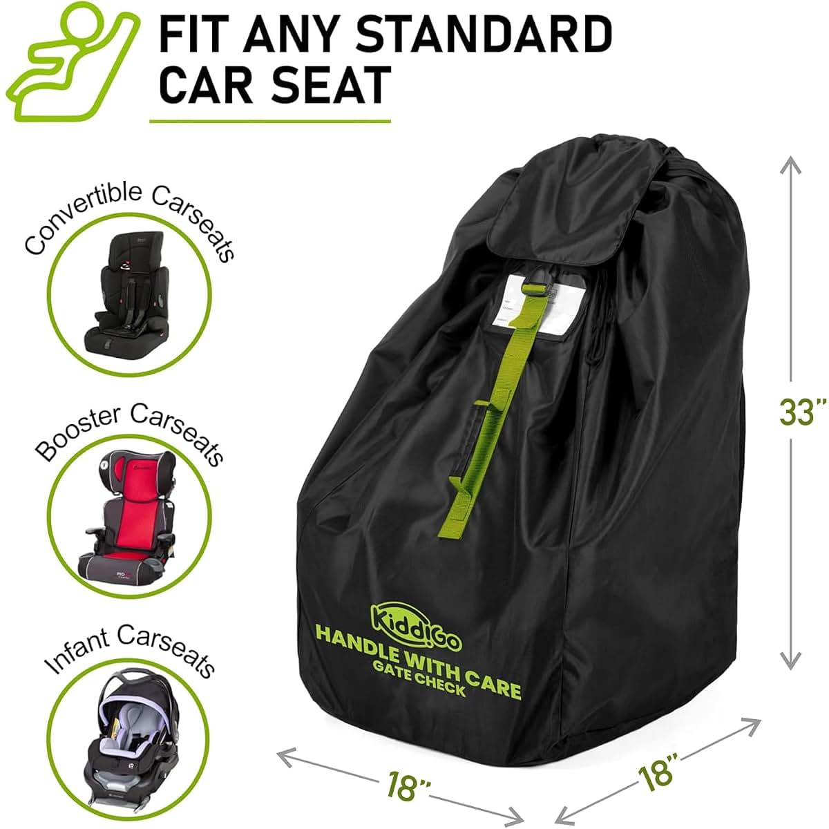 Kiddi Go Car Seat Travel Bag For Airplane Black And Green (photo 4)