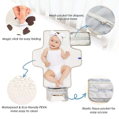 Kigai Cow Print Portable Diaper Changing Pad with Zippered Mesh Pocket