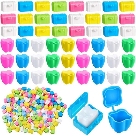 Pinkunn 300 Pcs Tooth Savers Box for Kids Plastic Tooth Holders Bulk