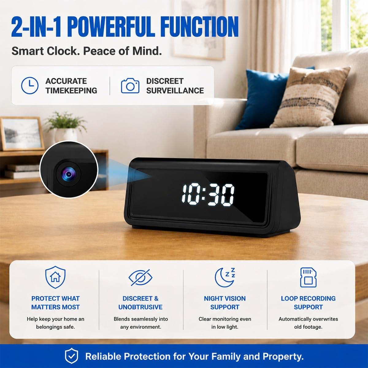 Amzcev A21 Smart Clock Camera With 4K Video And 150° Wide-Angle Lens (photo 2)
