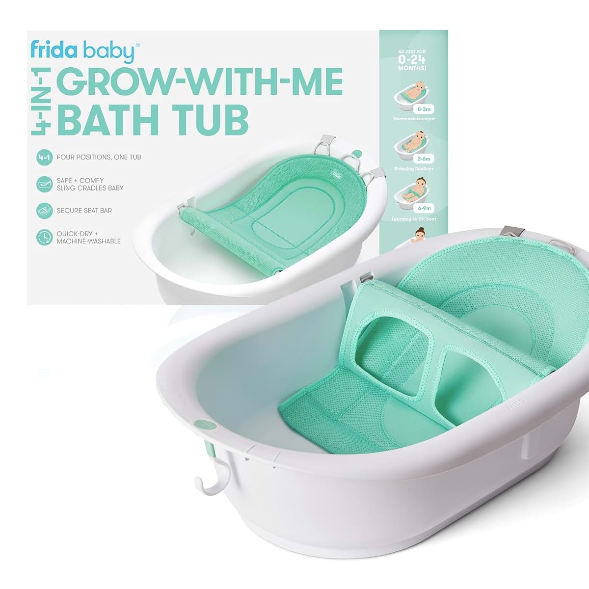 Frida Baby 4-In-1 Grow-With-Me Baby Bathtub With Removable Bath Seat