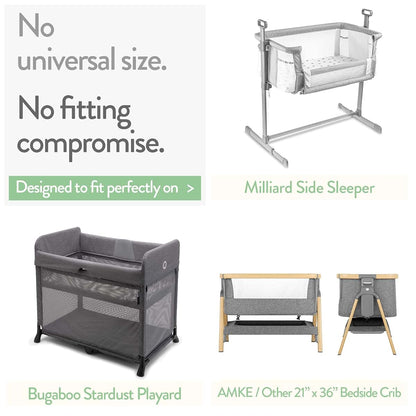 Joey & Joan Bedside Sleeper Bassinet Sheets for Milliard Side Sleeper, 21 x 36 Inch, 100% Cotton, 2 Pack, Grey and Mint