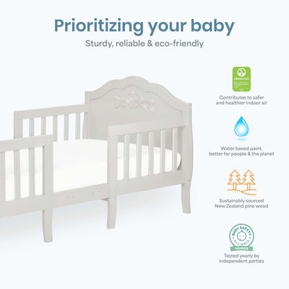 SweetPea Baby Rose 3-in-1 Convertible Toddler Bed in Platinum