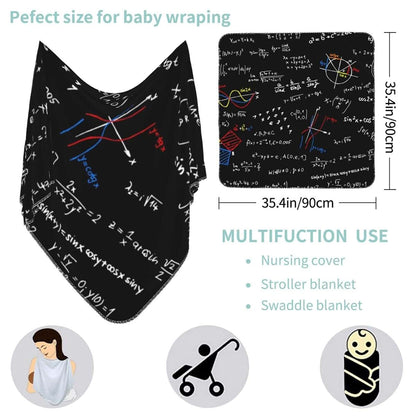 Yuyuy Math Formula Pattern Baby Blanket Newborn Swaddle Cover Receiving Blanket for Infant Nursery Stroller (photo 3)