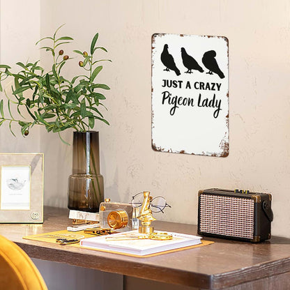 Wall Decor Sign - Retro Pigeon Horticulture Tin Metal Art for Home Kitchen