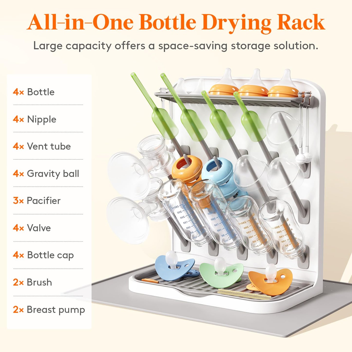 Lifewit Baby Bottle Drying Rack with 15 Hooks