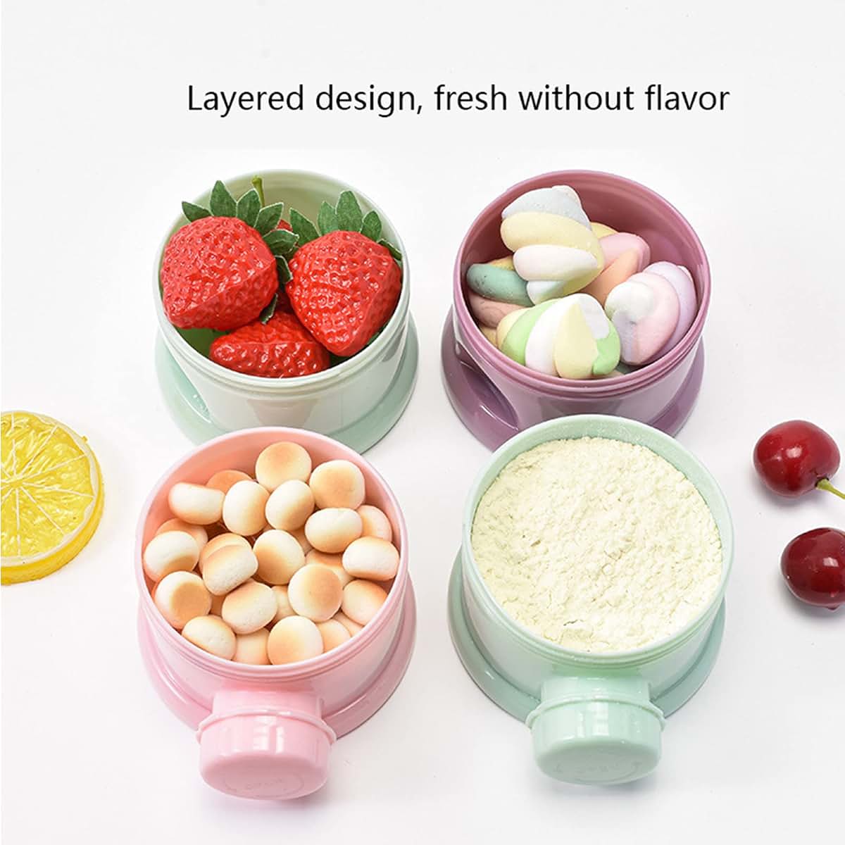 Manwetye 2 PCS 4-Layer Baby Milk Powder Dispenser And Snack Container (photo 4)