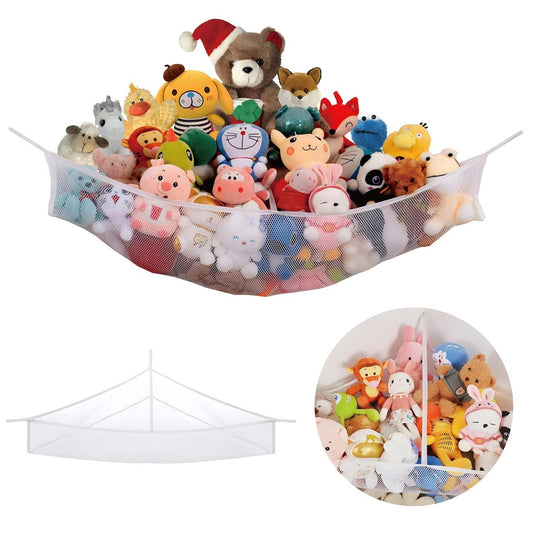 INSFITY Large Stuffed Animal Net Hammock Corner Toy Organizer