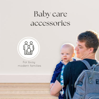 Dodo Babies Diaper Bag Backpack Set with Insulated Pockets, Pacifier Clips & Binky Case (Teal/Grey)
