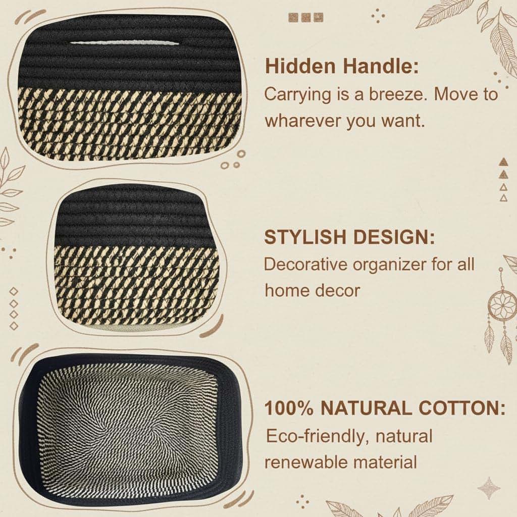 Britwicfr Shallow Woven Storage Basket 2 Pack