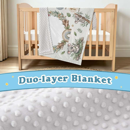 WEIKASSO Personalized Koala Milestone Baby Name Double Layer Swaddle Blanket (photo 4)