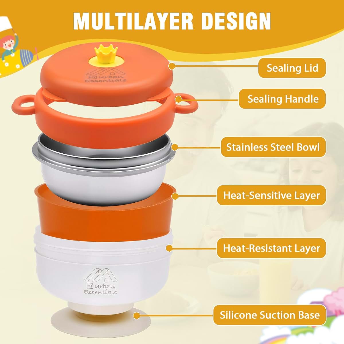NY Urban Essentials Baby Bowl with Suction and Color Changing Features