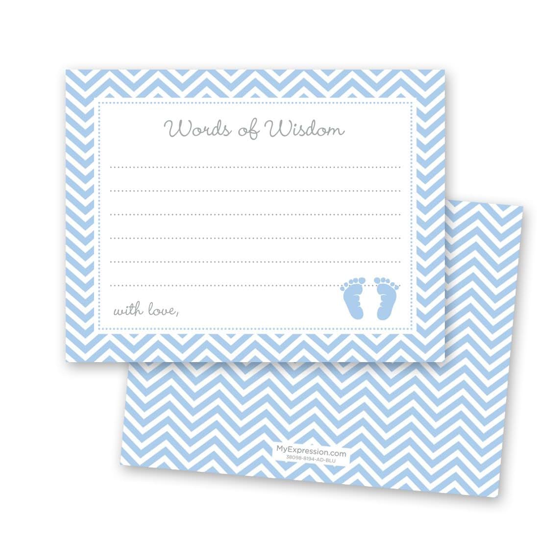 Blue Baby Feet Footprint Advice Cards for Guests