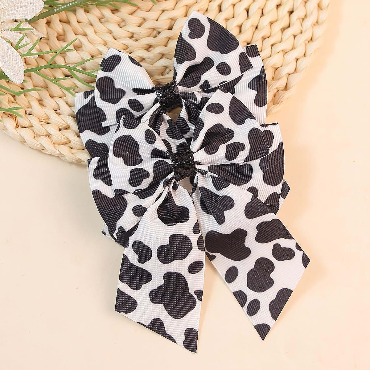 Leopard Hair Bow Clip Set for Girls and Women