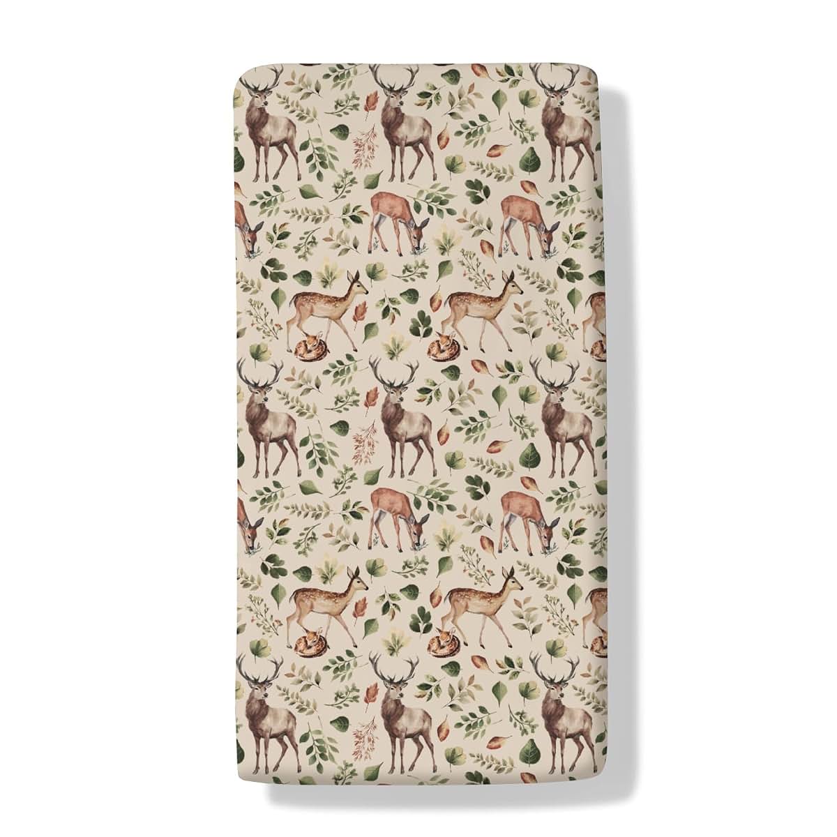 Cstdyfrv Vintage Deer Boho Leaves Baby Crib Sheet Standard Size