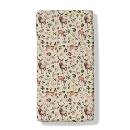 Cstdyfrv Vintage Deer Boho Leaves Baby Crib Sheet Standard Size