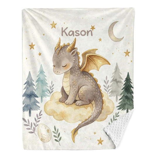 Nzoohy Dragon Egg Personalized Baby Blanket Custom Soft Minky Blanket
