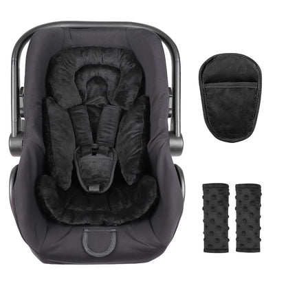 Jundetye Infant Car Seat Insert Black, Newborn Head Support and Strap Pads