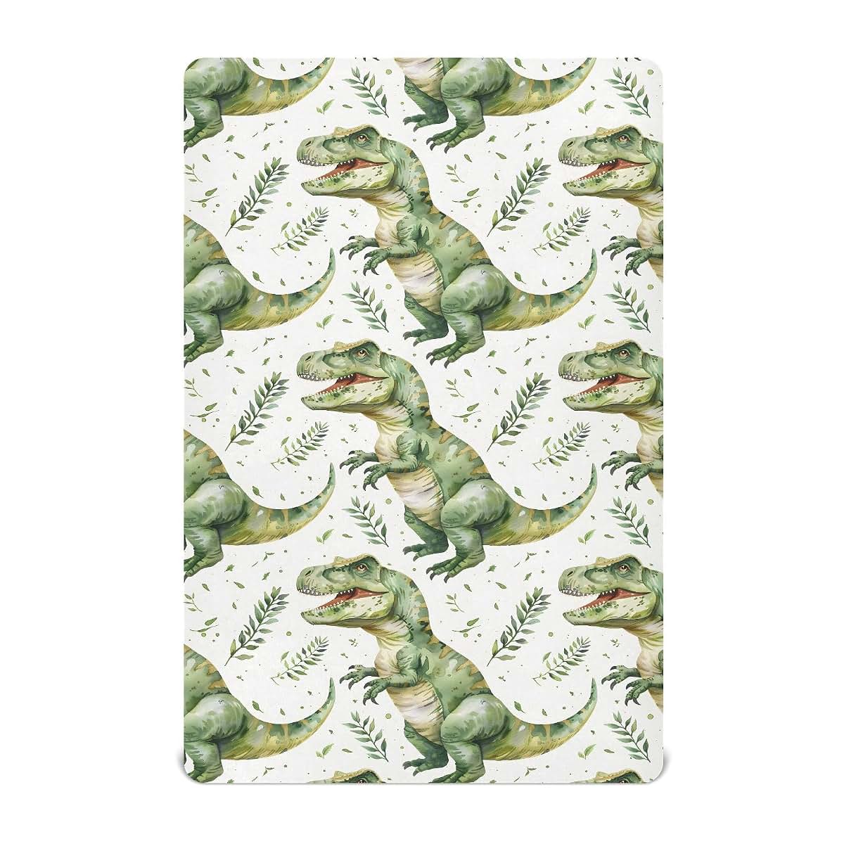 Trex Watercolor Pattern Fitted Crib Sheet, 52 x 28 Inch, Standard Crib and Toddler