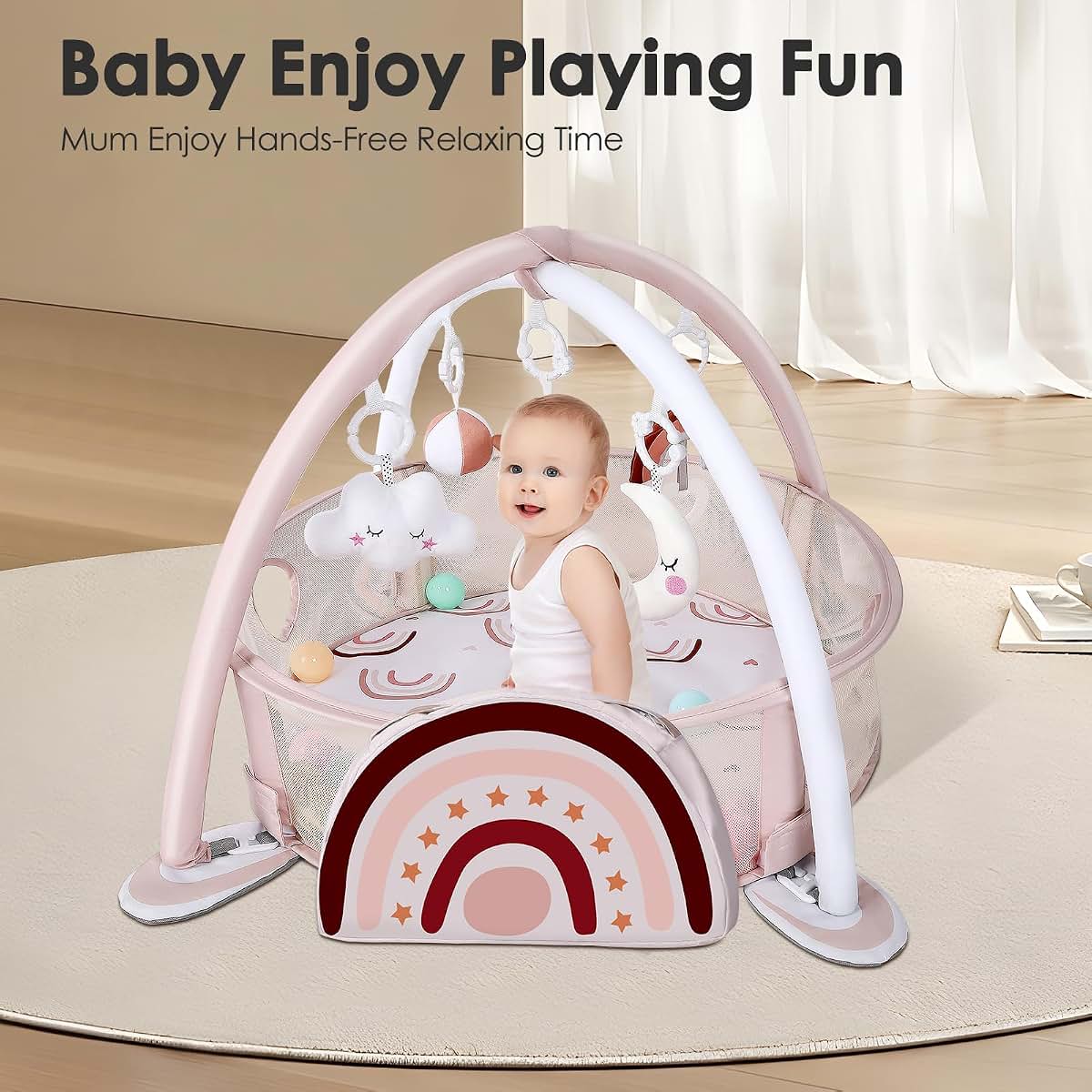 Dearlomum Rainbow 4-in-1 Baby Play Mat Gym with Ball Pit