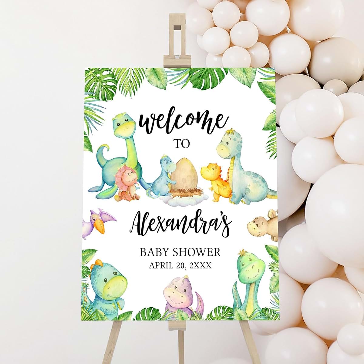 HAKIDU Dinosaur Baby Shower Welcome Sign