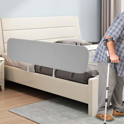 DWDUJJIE Bed Frame, Toddler Bed Gray Soft NBR Foam Rail Guard 59×15.7in Bedside Mount Height Adjustable Barrier for (photo 2)