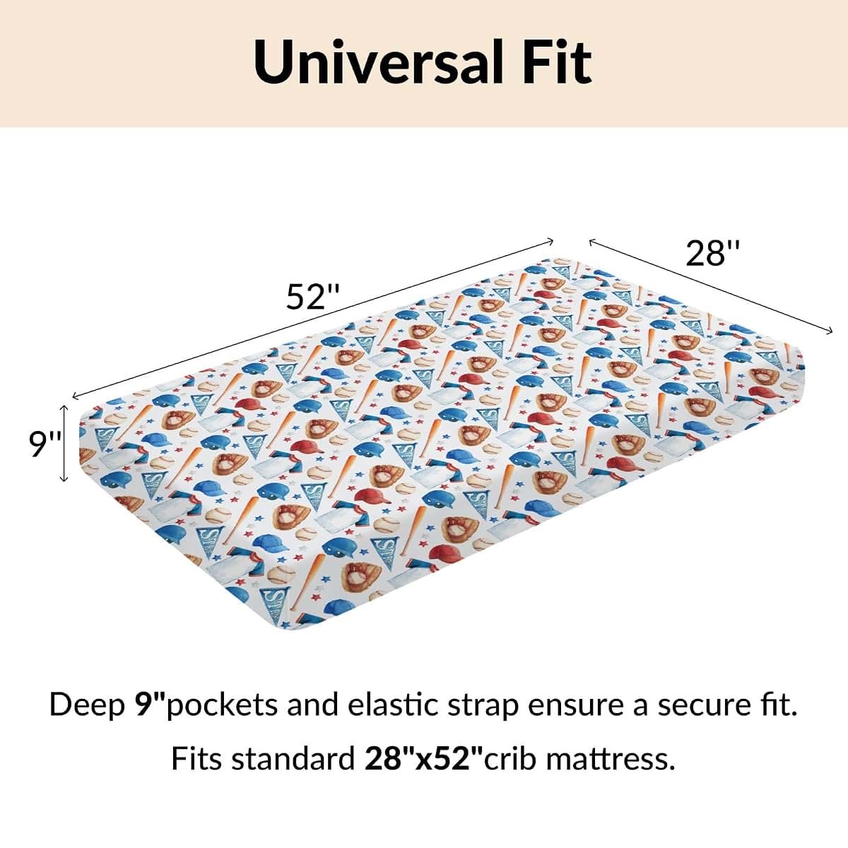 Cstdyfrv Baseball Sport Baby Crib Sheets Baseball Hat Toddler Bedding Bed Sheets Sports Lovers Gift Fitted Crib (photo 2)